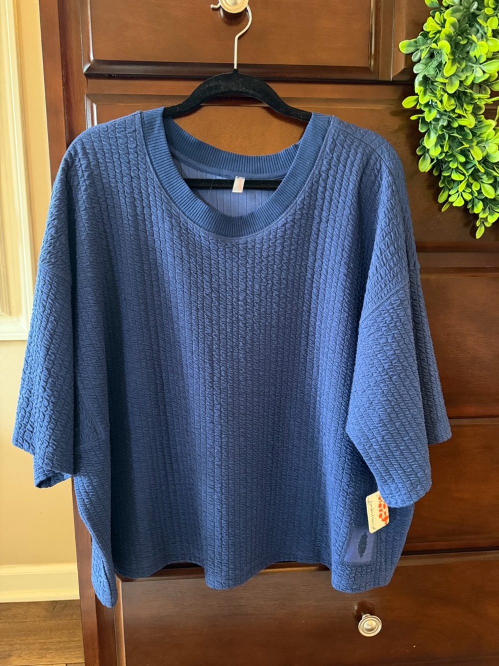 FP Movement by Free People Blue Textured Short Sleeve Tee